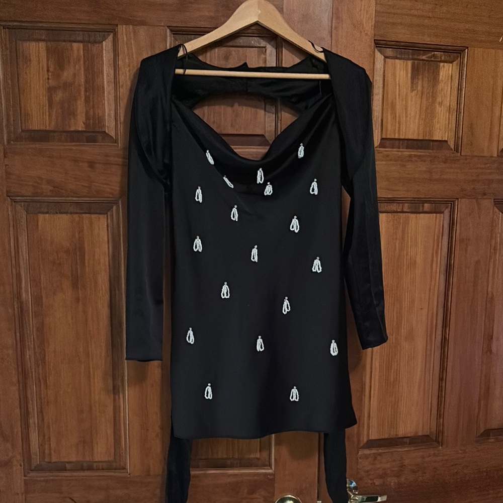 C/MEO Collective Black Sheath Dress with Cowl Neck
